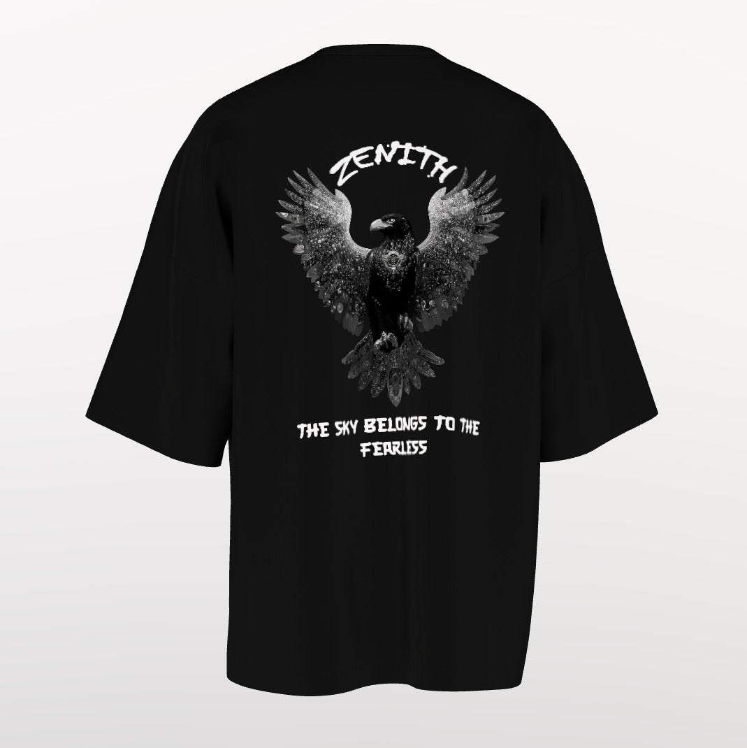 Echelon Fearless Eagle Oversized T-Shirt – White Typography Streetwear Tee