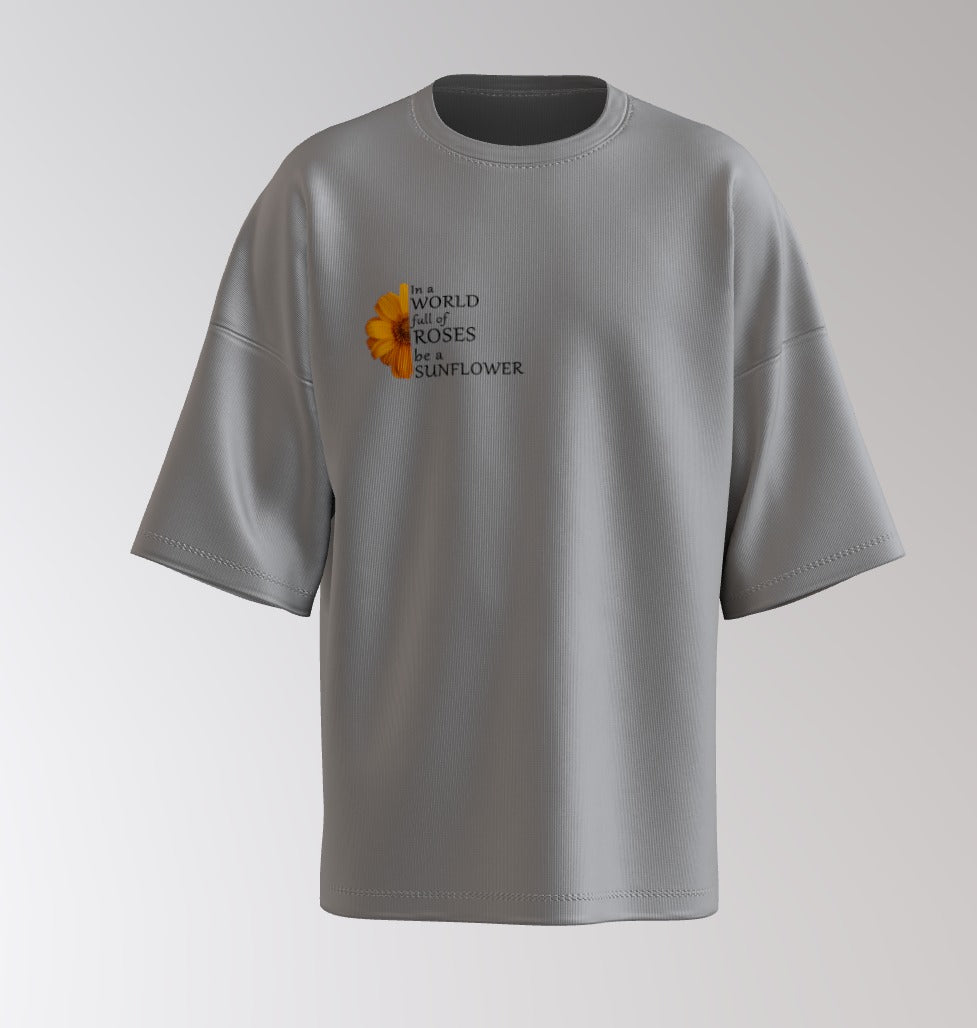 Sunflower Soul Oversized T-Shirt – Aesthetic Floral Girl Back Print