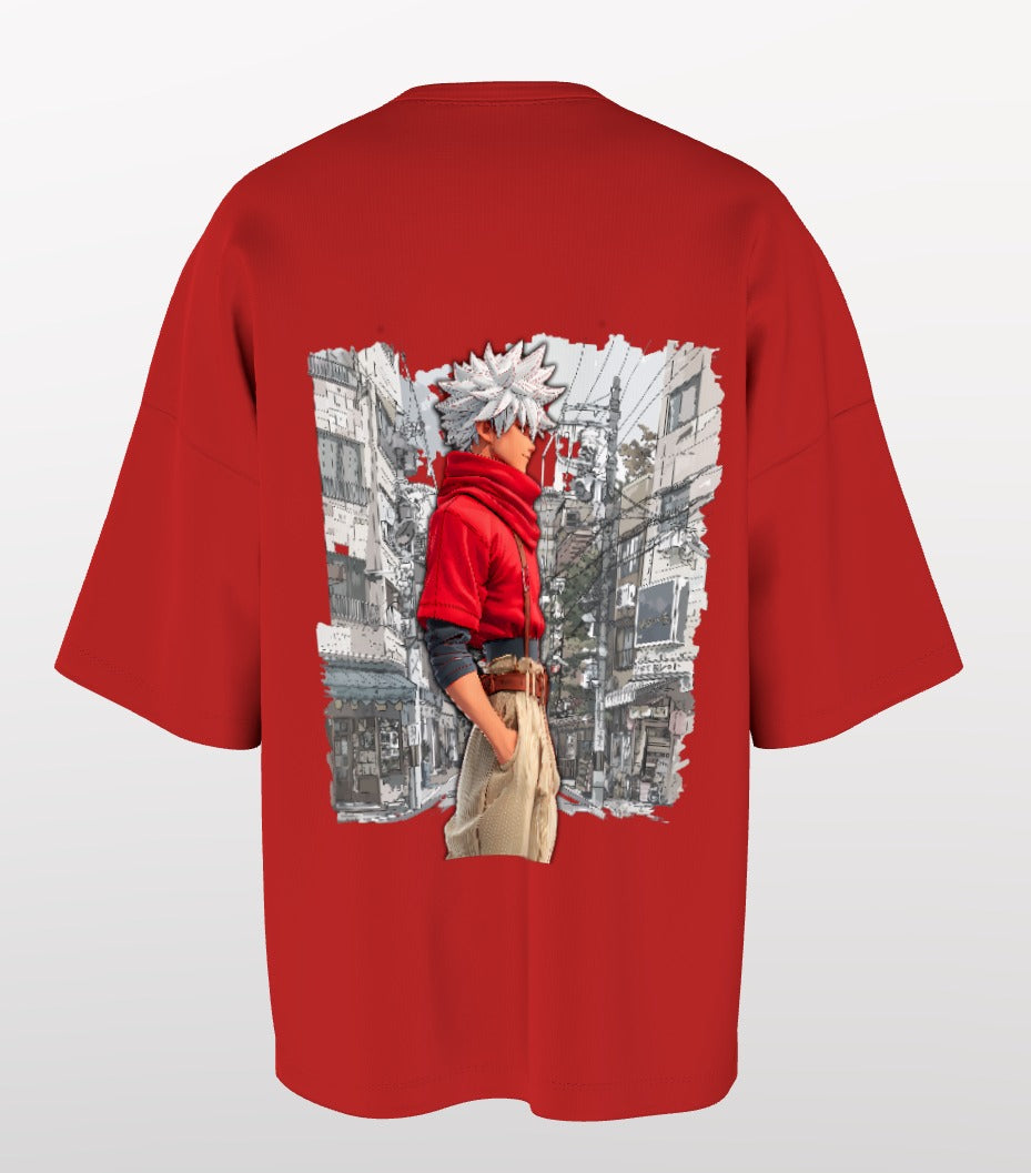 Urban Anime Oversized T-Shirt – White DYME Eiffel Graphic & Cityscape Back Print