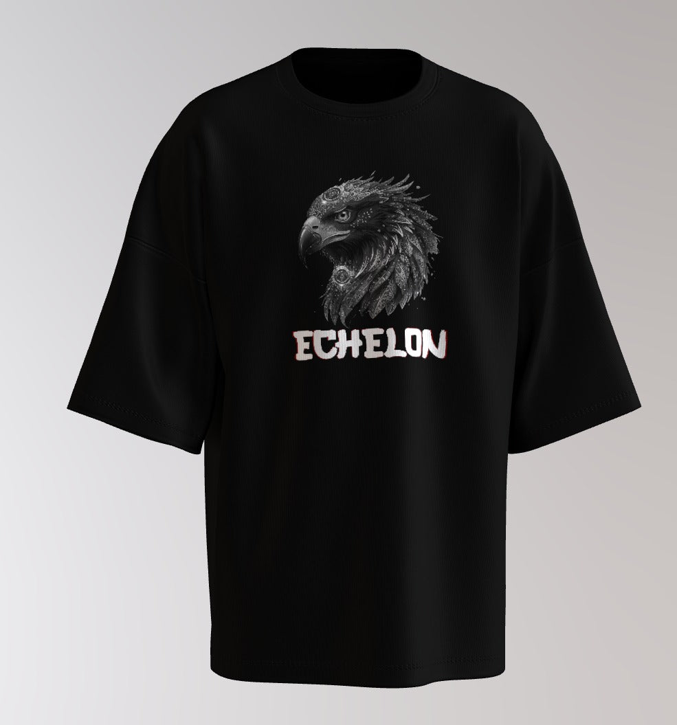 Echelon Fearless Eagle Oversized T-Shirt – White Typography Streetwear Tee