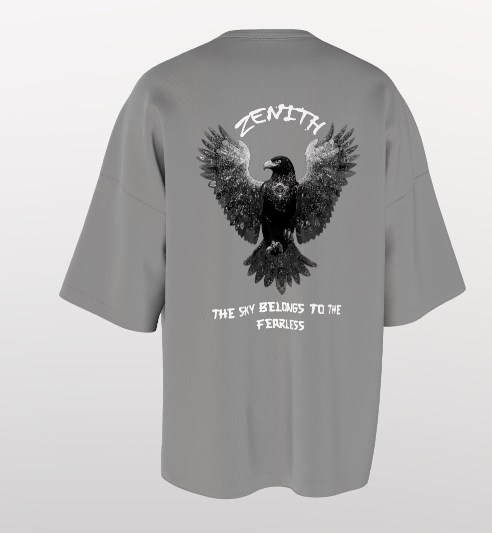 Echelon Fearless Eagle Oversized T-Shirt – White Typography Streetwear Tee