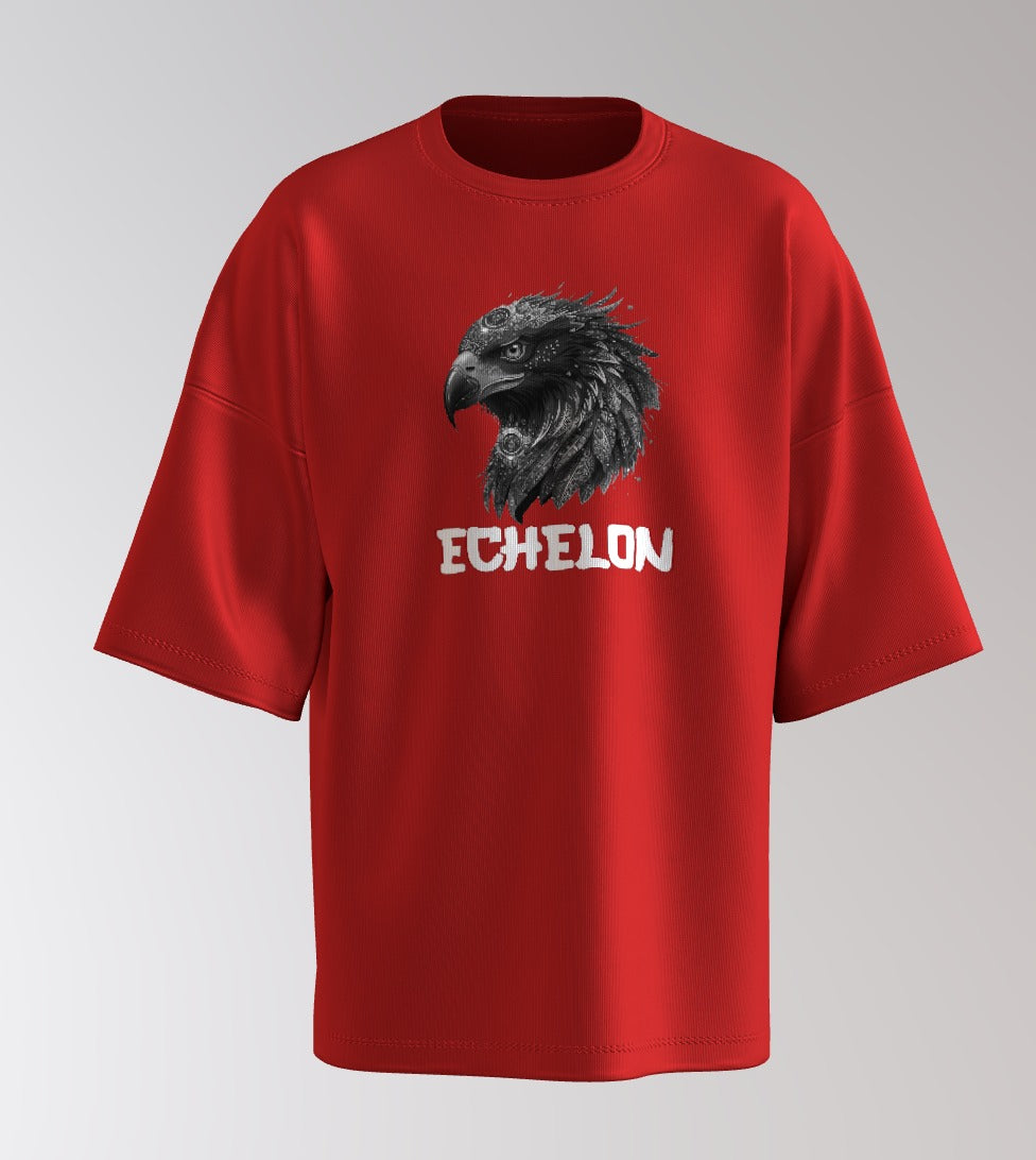 Echelon Fearless Eagle Oversized T-Shirt – White Typography Streetwear Tee