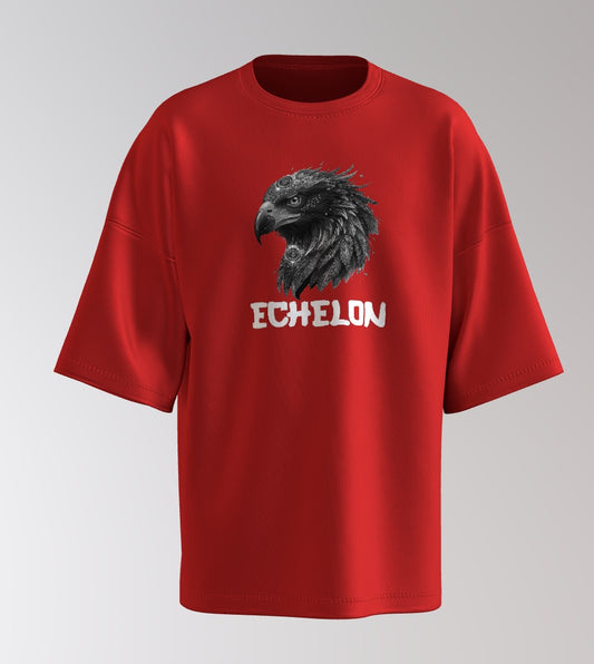 Echelon Fearless Eagle Oversized T-Shirt – White Typography Streetwear Tee