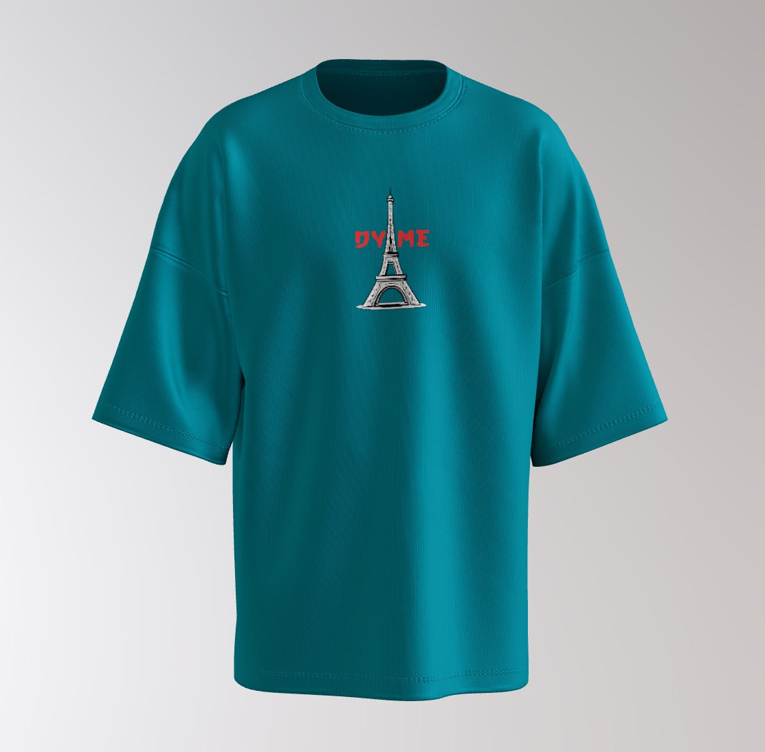 Urban Anime Oversized T-Shirt – Eiffel Graphic Front & Cityscape Character Back