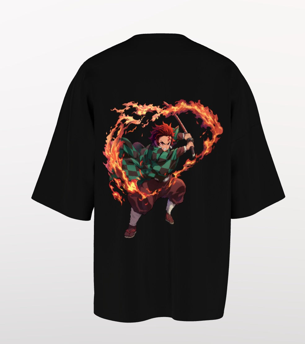 Tanjiro Flame Breathing Drop-Shoulder Tee