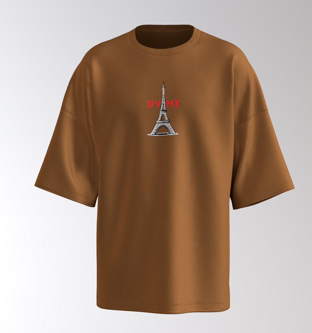 Urban Anime Oversized T-Shirt – Eiffel Graphic Front & Cityscape Character Back