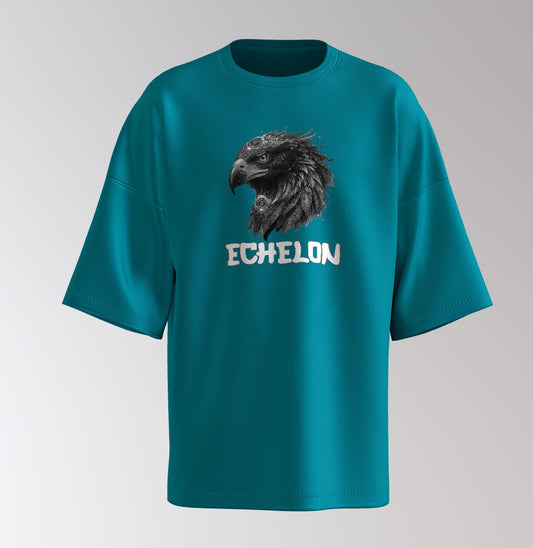 Echelon Fearless Eagle Oversized T-Shirt – White Typography Streetwear Tee