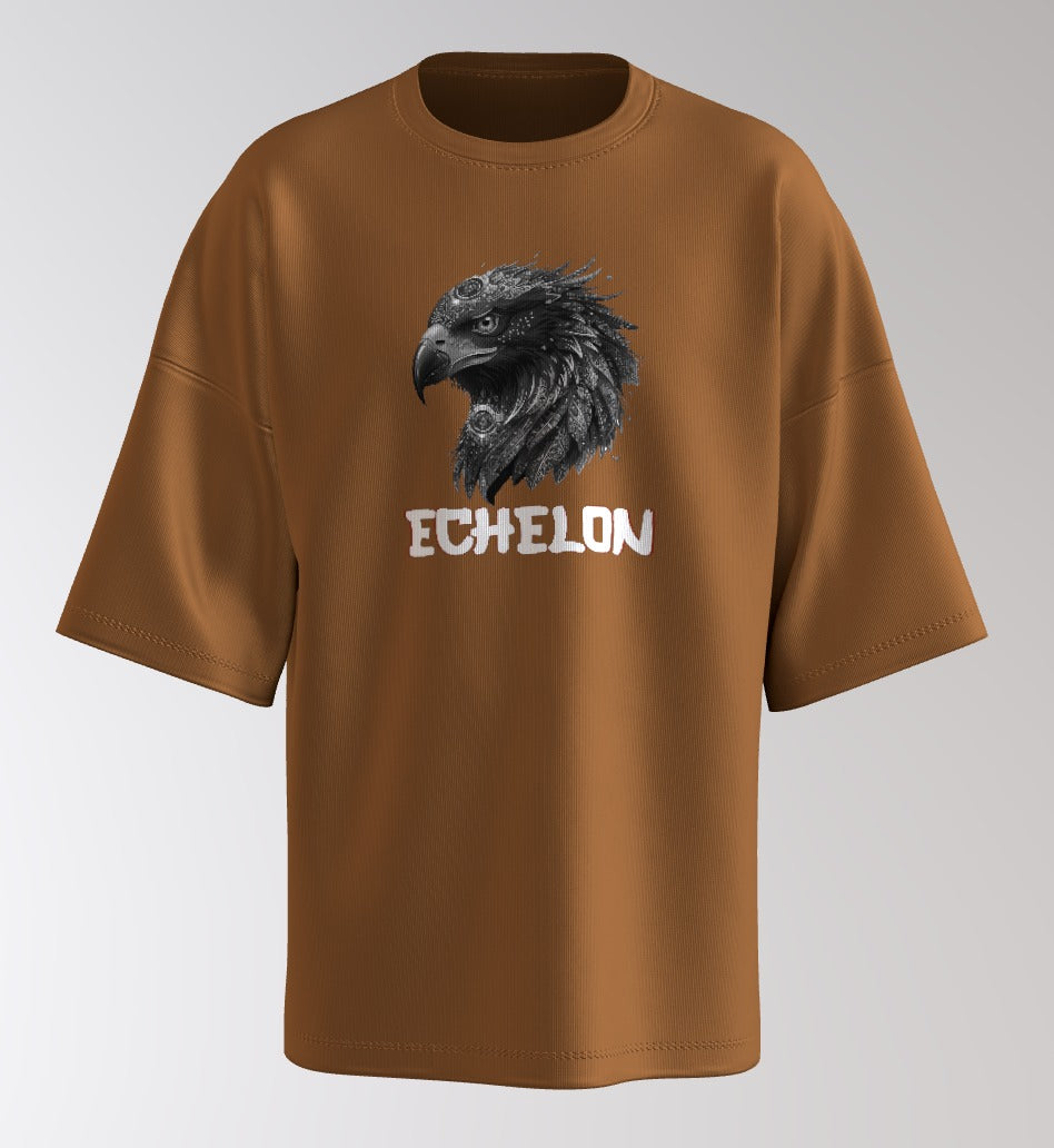 Echelon Fearless Eagle Oversized T-Shirt – White Typography Streetwear Tee
