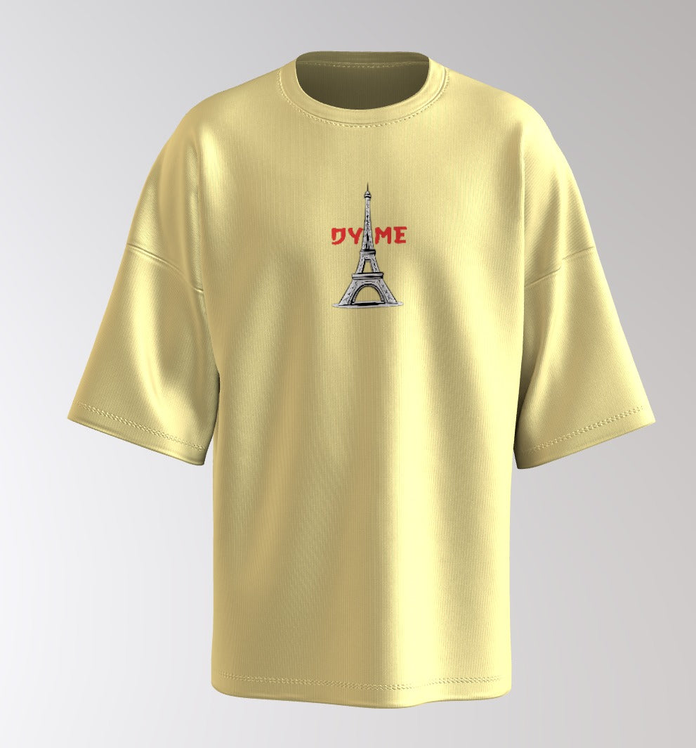 Urban Anime Oversized T-Shirt – Eiffel Graphic Front & Cityscape Character Back