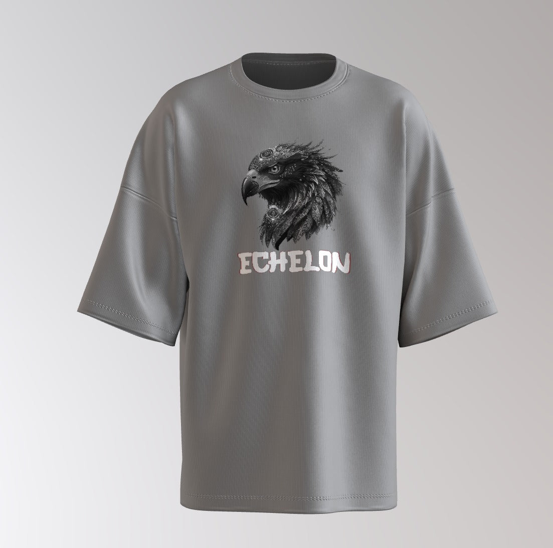 Echelon Fearless Eagle Oversized T-Shirt – White Typography Streetwear Tee