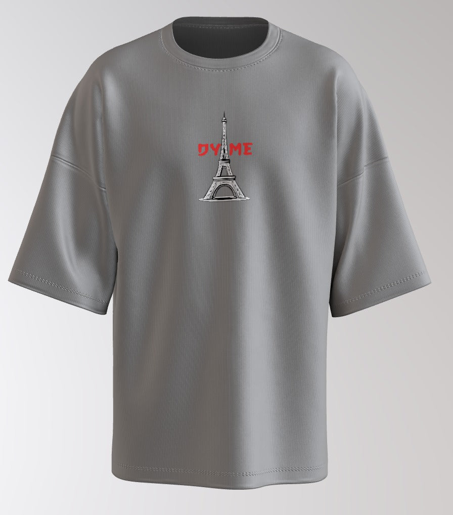Urban Anime Oversized T-Shirt – Eiffel Graphic Front & Cityscape Character Back