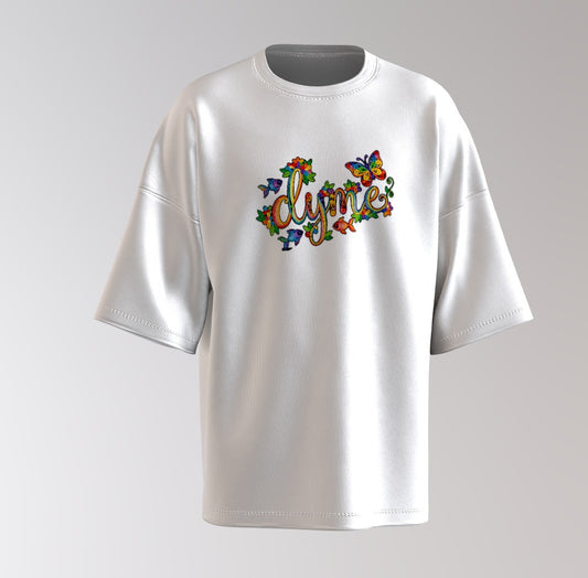 Divine Nature Anime Graphic Oversized T-Shirt – Artistic Floral Face Print