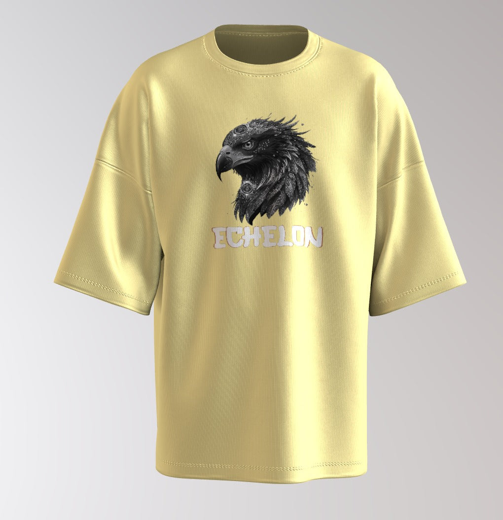 Echelon Fearless Eagle Oversized T-Shirt – White Typography Streetwear Tee